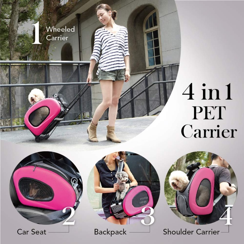 Orange Ibiyaya Pet Carrier, 4 in 1 with Roller. Like New!